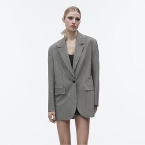 Zara Black and White Gingham Blazer